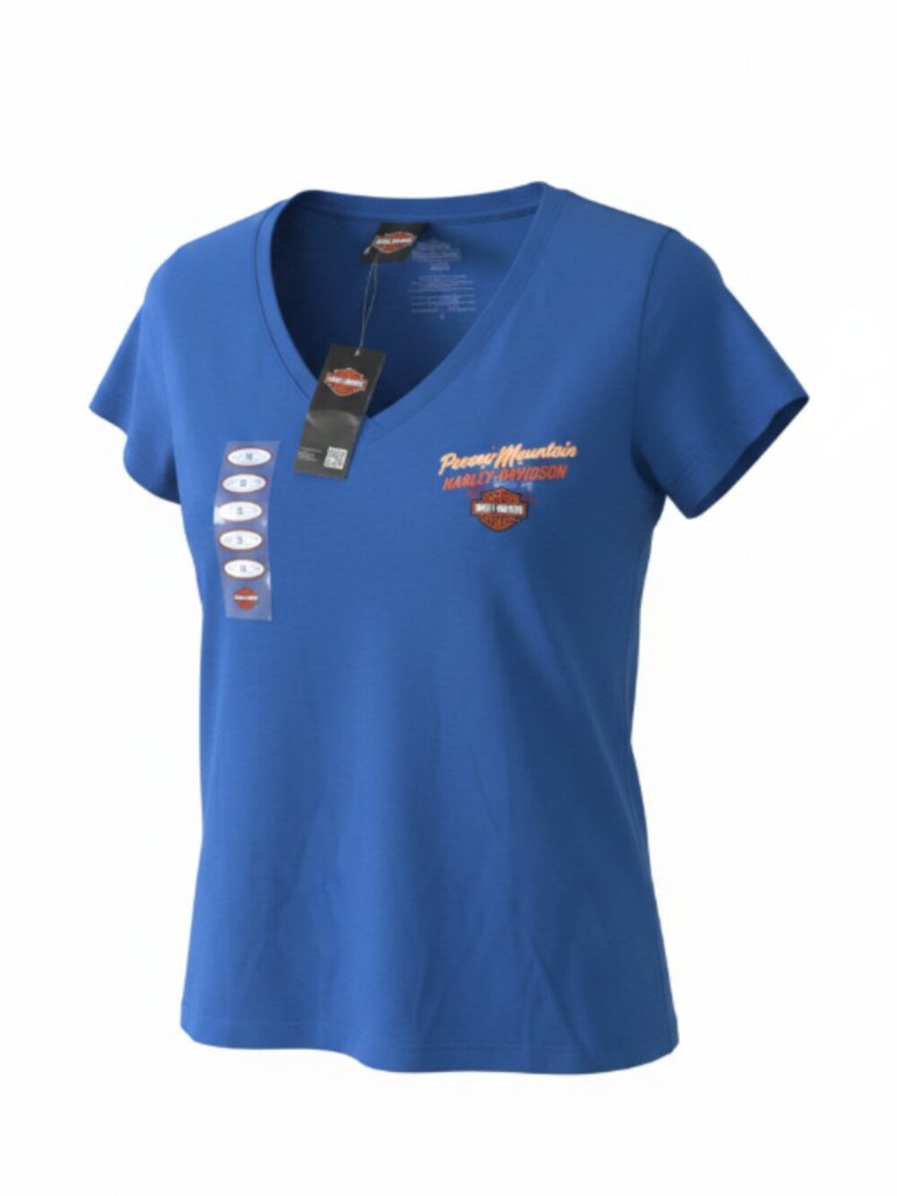 Harley-Davidson Women’s Blue T-Shirt Size Large V-Neck Pocono Mountain NEW